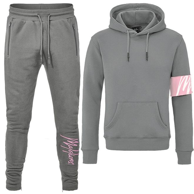 Afbeelding van Malelions Captain Tracksuit Matt Grey Pink