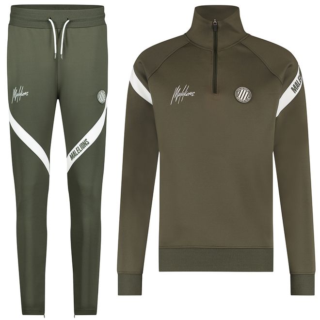 Afbeelding van Malelions Sport Pre-Match Quarterzip Set Army White