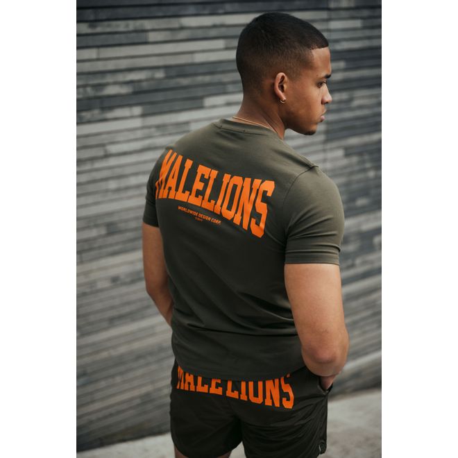 Afbeelding van Malelions Men Boxer T-Shirt + Short Set Army Orange