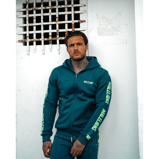 Afbeelding van Malelions Jorden Santos Tracksuit Navy Neon Green