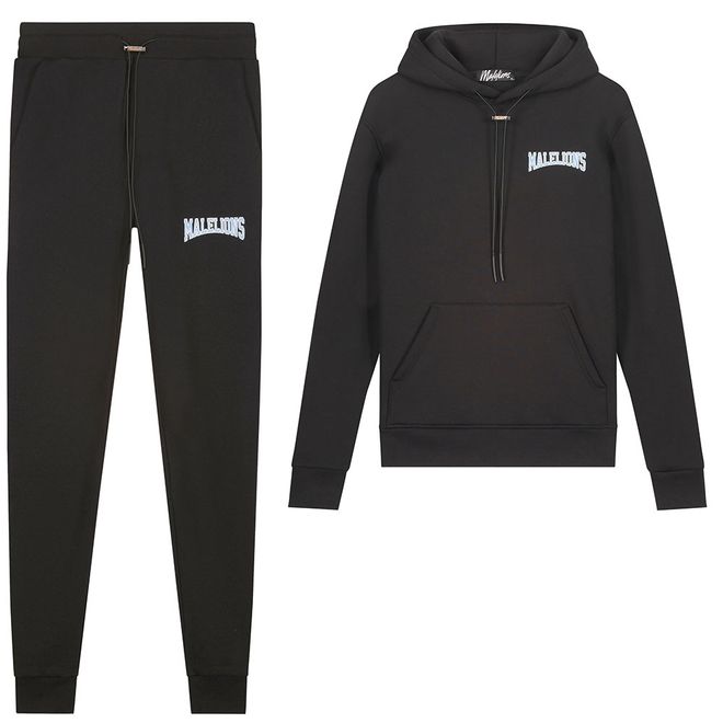 Afbeelding van Malelions Men Varsity Hoodie Set Black Vista Blue