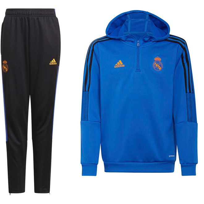 Afbeelding van Real Madrid Tiro 21 Hooded Trainingspak Kids Blue
