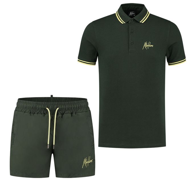 Afbeelding van Malelions Din Polo Set Light Army Yellow