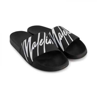 Foto van Malelions Men Signature Slides Black White
