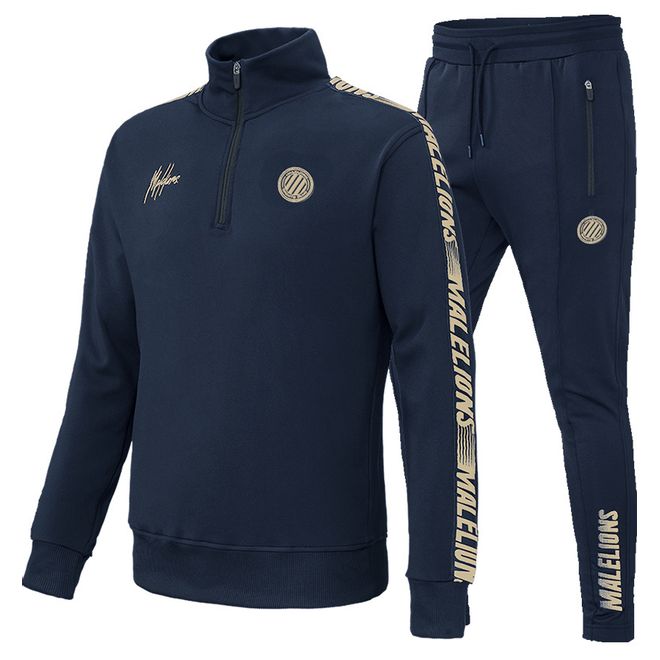 Afbeelding van Malelions Sport Quarterzip Tracksuit Navy/Gold