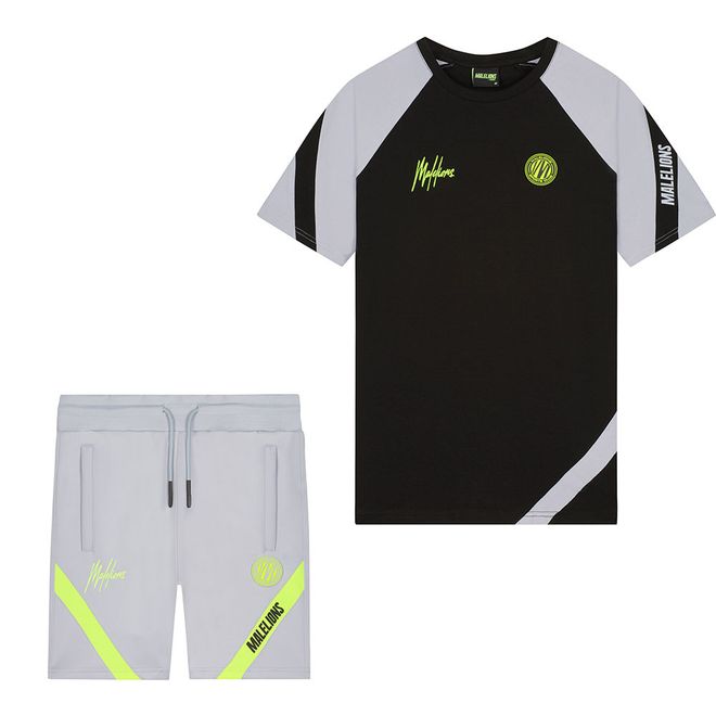Afbeelding van Malelions Sport Pre-Match T-Shirt + Short Set Black Grey