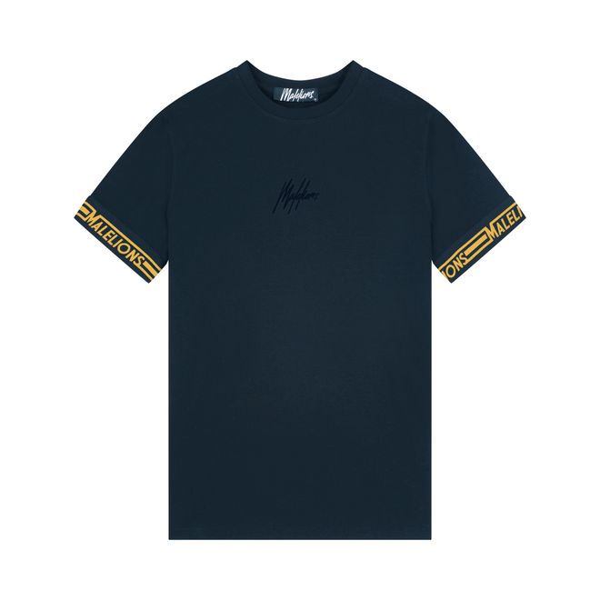 Afbeelding van Malelions Men Venetian T-Shirt + Short Set Navy Gold