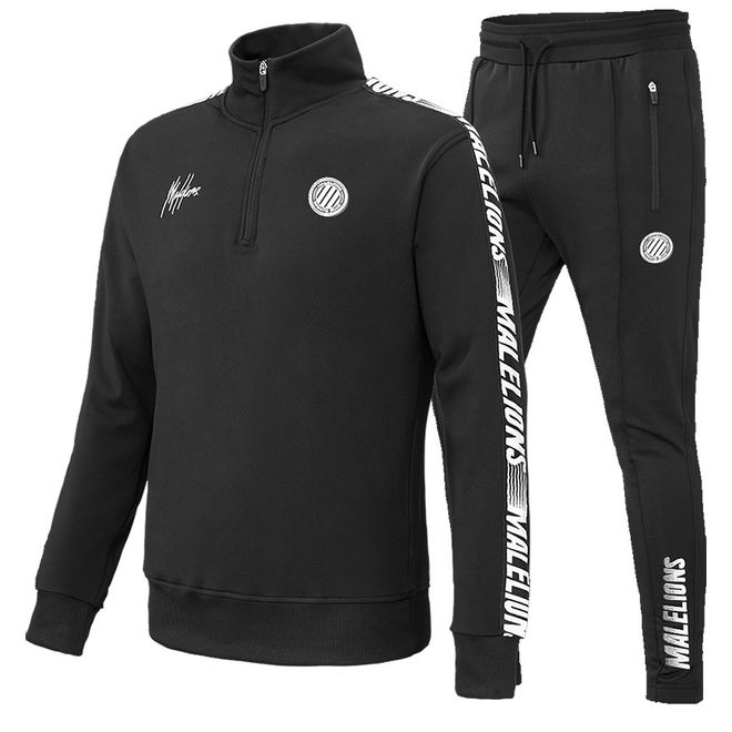 Afbeelding van Malelions Sport Quarterzip Tracksuit Black/White