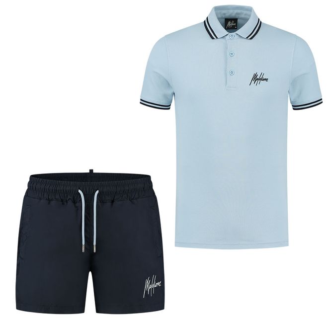 Afbeelding van Malelions Din Polo Set Light Blue Navy