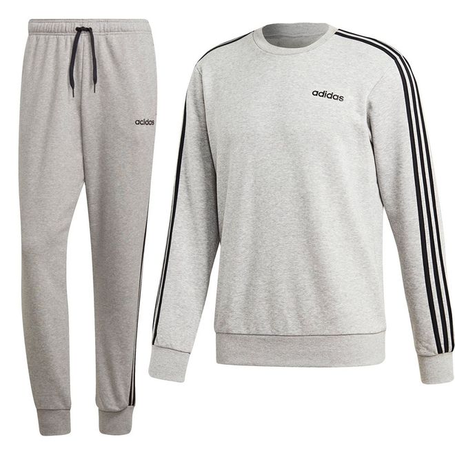 Afbeelding van Adidas Essentials 3 Stripes Sweatset Grey Heather