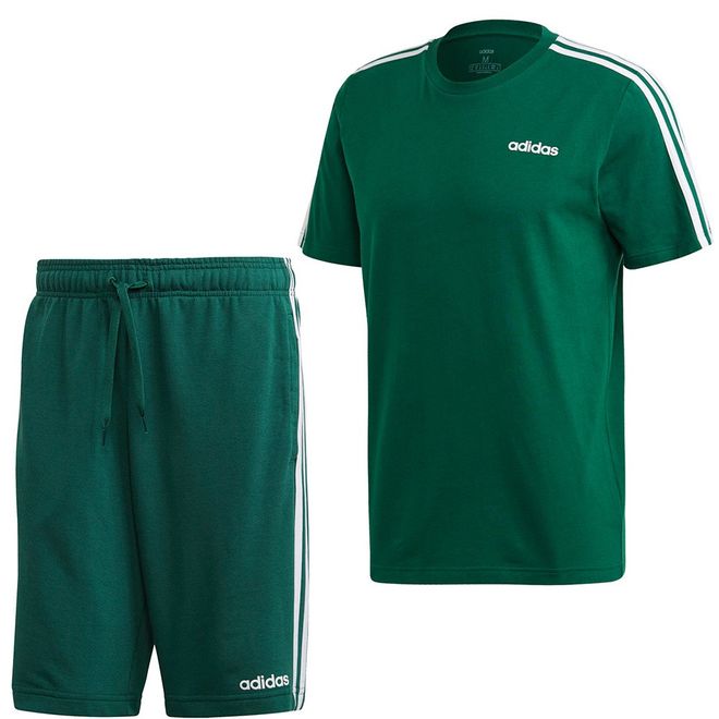 Afbeelding van Adidas Essentials 3 Stripes Set Collehiate Green
