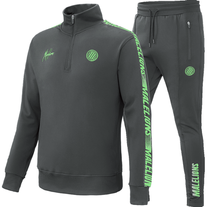 Afbeelding van Malelions Sport Quarterzip Tracksuit Antra Neon Green
