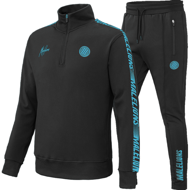 Afbeelding van Malelions Sport Quarterzip Tracksuit Black/Blue