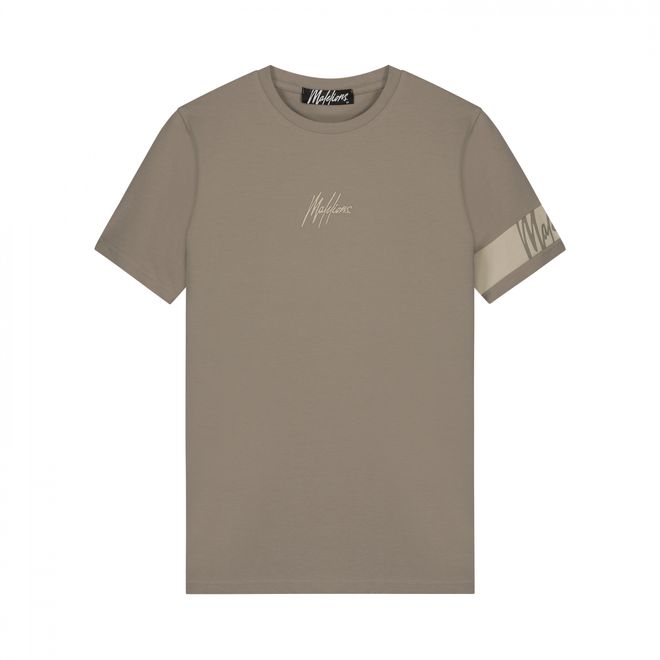 Afbeelding van Malelions Men Captain T-Shirt + Short Set Taupe