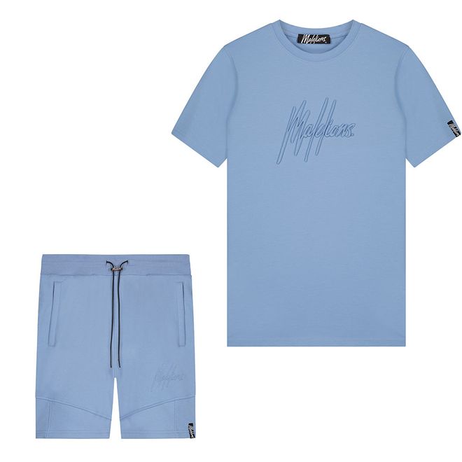 Afbeelding van Malelions Men Essentials T-Shirt + Short Set Vista Blue