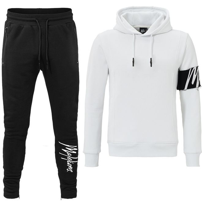 Afbeelding van Malelions Captain Tracksuit White-Black
