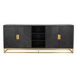 Afbeelding van Richmond Interiors Dressoir Blackbone gold 4-deuren + open vak (Goud)