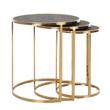 Afbeelding van Richmond Interiors Bijzettafel Calesta set van 3 rond shagreen look (Goud)