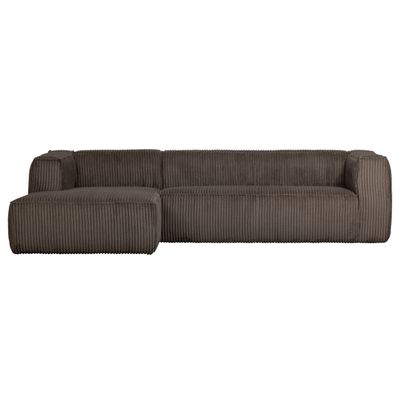 Woood Bean Hoekbank Links Grove Ribstof Mud Woood Bean Hoekbank Links Grove Ribstof Mud