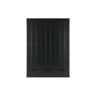 Woood Connect Kast Zwart - 3 Deurs, Stroken + Lade Woood Connect Kast Zwart - 3 Deurs, Stroken + Lade
