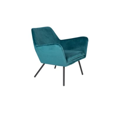 White Label Living Lounge Chair Bon Velvet Blue White Label Living Lounge Chair Bon Velvet Blue