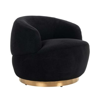 Richmond Interiors Draaifauteuil Teddy Black Faux sheep / Brushed gold Richmond Interiors Draaifauteuil Teddy Black Faux sheep / Brushed gold