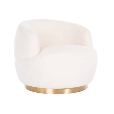Richmond Interiors Draaifauteuil Teddy White Faux sheep / Brushed gold Richmond Interiors Draaifauteuil Teddy White Faux sheep / Brushed gold