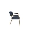 Afbeelding van White Label Living Lounge Chair Jolien Arm Gold/Dark Blue