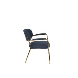 White Label Living Lounge Chair Jolien Arm Gold/Dark Blue