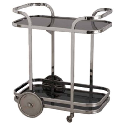 Richmond Interiors Trolley Hennesy met zwart glas (Zilver) Richmond Interiors Trolley Hennesy met zwart glas (Zilver)