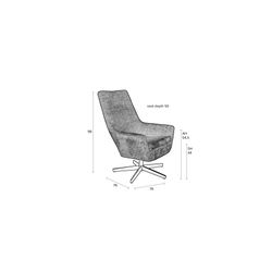 White Label Living Lounge Chair Bruno Rib Light Grey