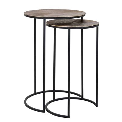 Richmond Interiors Bijzettafel Lohan set van 2 gold (Goud) Richmond Interiors Bijzettafel Lohan set van 2 gold (Goud)