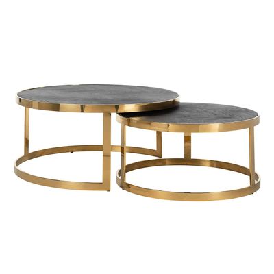 Richmond Interiors Salontafel Blackbone gold set van 2 rond (Goud) Richmond Interiors Salontafel Blackbone gold set van 2 rond (Goud)