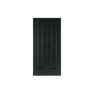 Woood Connect Kast Zwart - 2 Deurs, Stroken + Lade Woood Connect Kast Zwart - 2 Deurs, Stroken + Lade