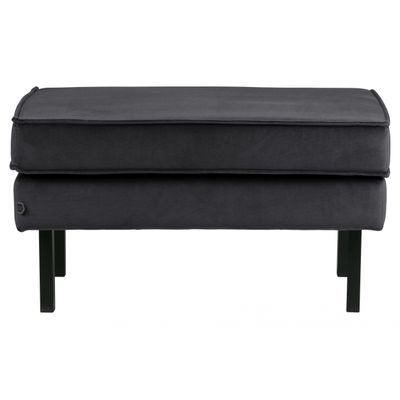 BePureHome Rodeo Hocker Op Poten Velvet Dark Grey BePureHome Rodeo Hocker Op Poten Velvet Dark Grey