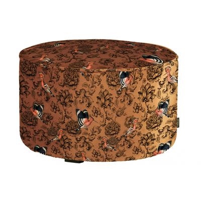Woood Sara Poef Laag Fluweel Fenix Print Woood Sara Poef Laag Fluweel Fenix Print