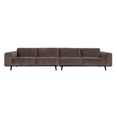 BePureHome Statement XL 4-Zits Bank 372 CM Platte Brede Rib Taupe BePureHome Statement XL 4-Zits Bank 372 CM Platte Brede Rib Taupe