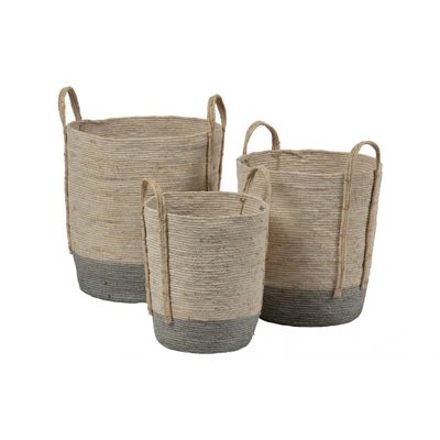 BePureHome Set V 3 - Indian Corn Baskets Naturel/grijs BePureHome Set V 3 - Indian Corn Baskets Naturel/grijs