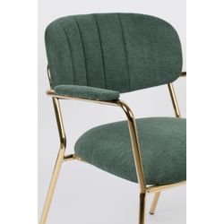 White Label Living Lounge Chair Jolien Arm Gold/Dark Green