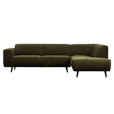 BePureHome Statement Hoekbank Rechts Platte Brede Rib Warm Groen BePureHome Statement Hoekbank Rechts Platte Brede Rib Warm Groen