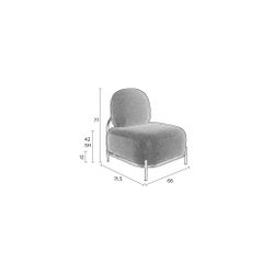 White Label Living Lounge Chair Polly Grey