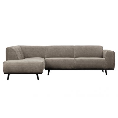 BePureHome Statement Hoekbank Links Platte Brede Rib Grijs BePureHome Statement Hoekbank Links Platte Brede Rib Grijs