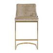Afbeelding van Richmond Interiors Barstoel Bolton Khaki velvet / gold Fire Retardant (Quartz Khaki 903)
