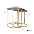 Afbeelding van Richmond Interiors Bijzettafel Calesta set van 3 rond shagreen look (Goud)