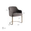 Afbeelding van Richmond Interiors Stoel Hadley Stone velvet / Brushed gold (Quartz Stone 101)