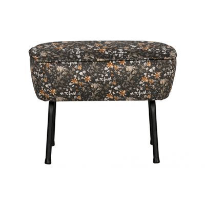 BePureHome Vogue Hocker Fluweel Aquarel Flower Zwart BePureHome Vogue Hocker Fluweel Aquarel Flower Zwart