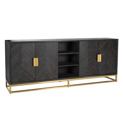 Richmond Interiors Dressoir Blackbone gold 4-deuren + open vak (Goud) Richmond Interiors Dressoir Blackbone gold 4-deuren + open vak (Goud)