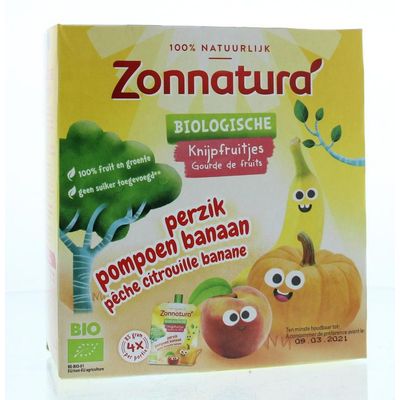 Zonnatura Knijpfruit banaan/pompoen/perzik kikker 85 gram
