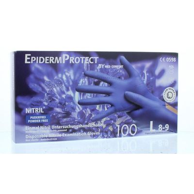 Epidermprotect Nitriel onderzoekhandschoen poedervrij L blauw