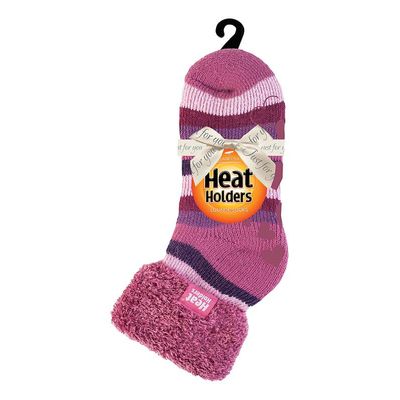 Heat Holders Ladies lounge socks 4-8 muted pink stripe